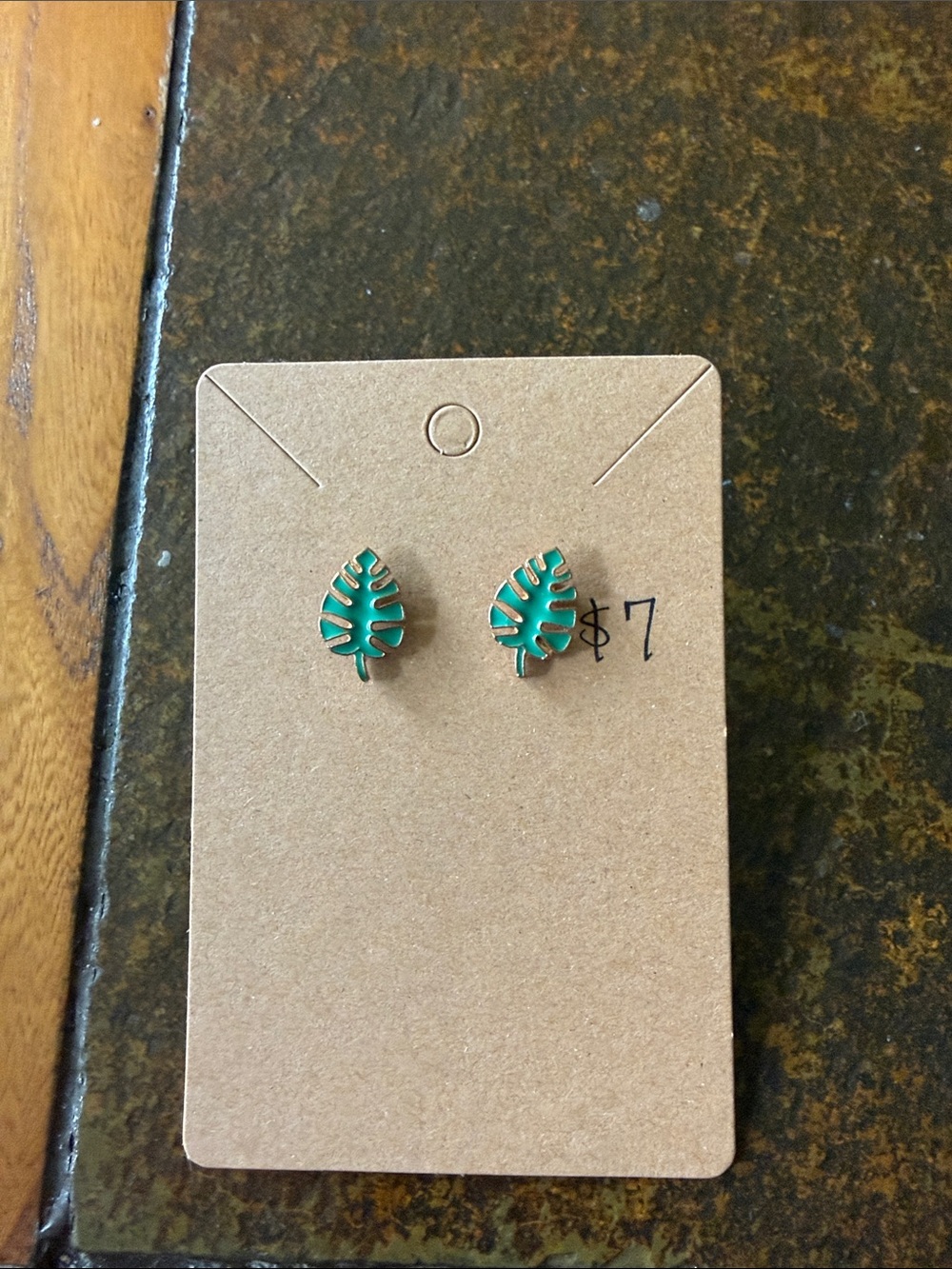 Green Leaf Stud Earrings - Brand